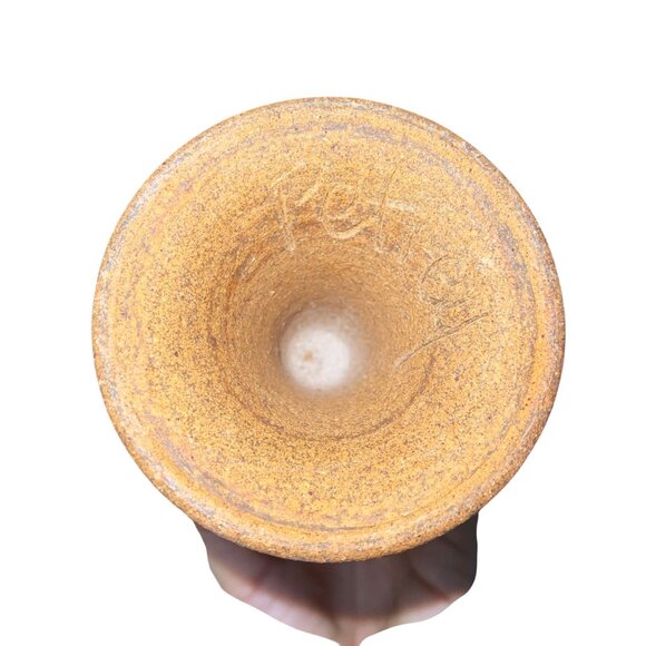 Vintage Goblets Set of 4 Studio Pottery Stoneware Signed Bohemian Artisan Made - Picture 3 of 10